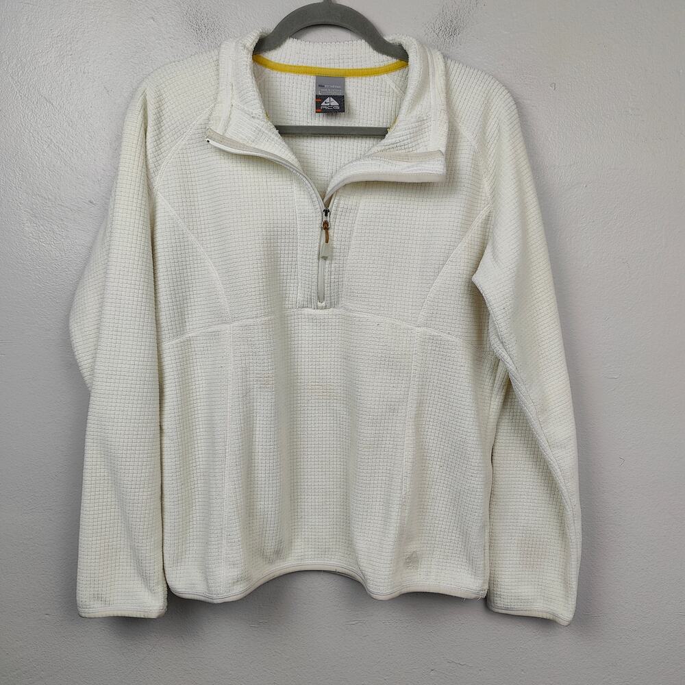 Vintage Nike ACG Fleece‎ Pullover Womens Large Off-White 1/2 Zip Sweater Jacket